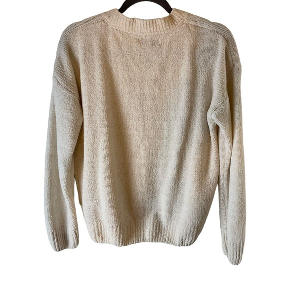 Rae Dunn Women's Medium Ivory Cream Sweater Long Sleeve LOVE - Picture 2 of 11